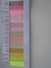 Load image into Gallery viewer, 62% off 15mm wide fold over elastic when you buy a 50 yard roll- approx. 45.6m Choose colour from menu- Delivery time approx. 2 weeks 20mm Fold over elastic FOE foldover elastic
