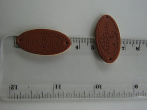 50 Oval Shape Hand Made with Love & flower and heart PU Leather Labels 30x 10mm