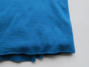 1.39m Bowron Bay Teal Blue 200g 100% merino jersey knit 130cm-pecut piece