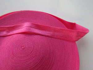 Deep pink 15mm wide fold over elastic foldover FOE- change menu for by metre, 5m or 10m