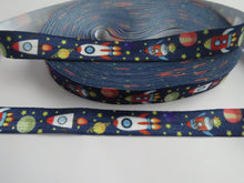 Load image into Gallery viewer, 1.8m Rocket Ship and Stars navy 15mm fold over elastic foldover FOE