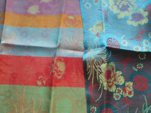 Load image into Gallery viewer, 30cm x 60cm Teal and Gold Chinese brocade fabric remnant