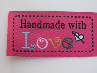 50 Dark Pink Handmade with Love 4.5 x 2.5cm