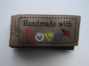 10 Coffee Beige  Handmade with Love labels 50x 25mm