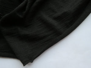 1.23m Garros Black 100% merino wool jersey knit fabric 165g- pre cut length
