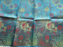 Load image into Gallery viewer, 30cm x 60cm Teal and Gold Chinese brocade fabric remnant