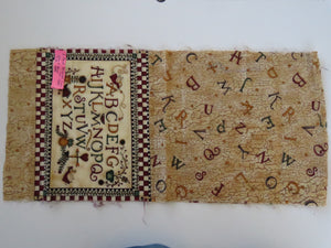 2 x Alphabet Panels  52cm wide  x 25cm long 100% cotton.