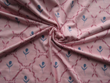 Load image into Gallery viewer, 2m Blue Tulip in Circle Print on 95% Ecovero viscose and 5% spandex 150cm