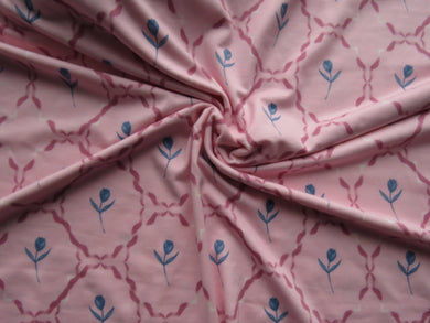 2m Blue Tulip in Circle Print on 95% Ecovero viscose and 5% spandex 150cm