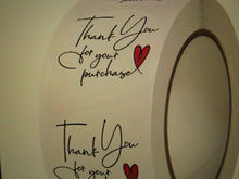 Load image into Gallery viewer, 500 Thank you for your purchase and red heart sticker labels 25mm