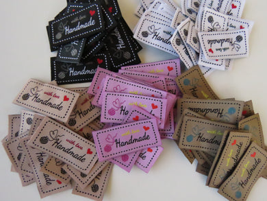 10 Heart made from end of the Ball of wool Handmade with Love labels- choose the colour of the labels from the drop down menu