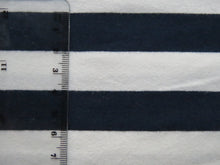 Load image into Gallery viewer, 1.5m Navy and white stripe cotton stretch knit 150cm wide