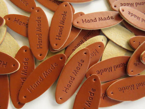 50 Oval Shape Hand Made PU leather labels