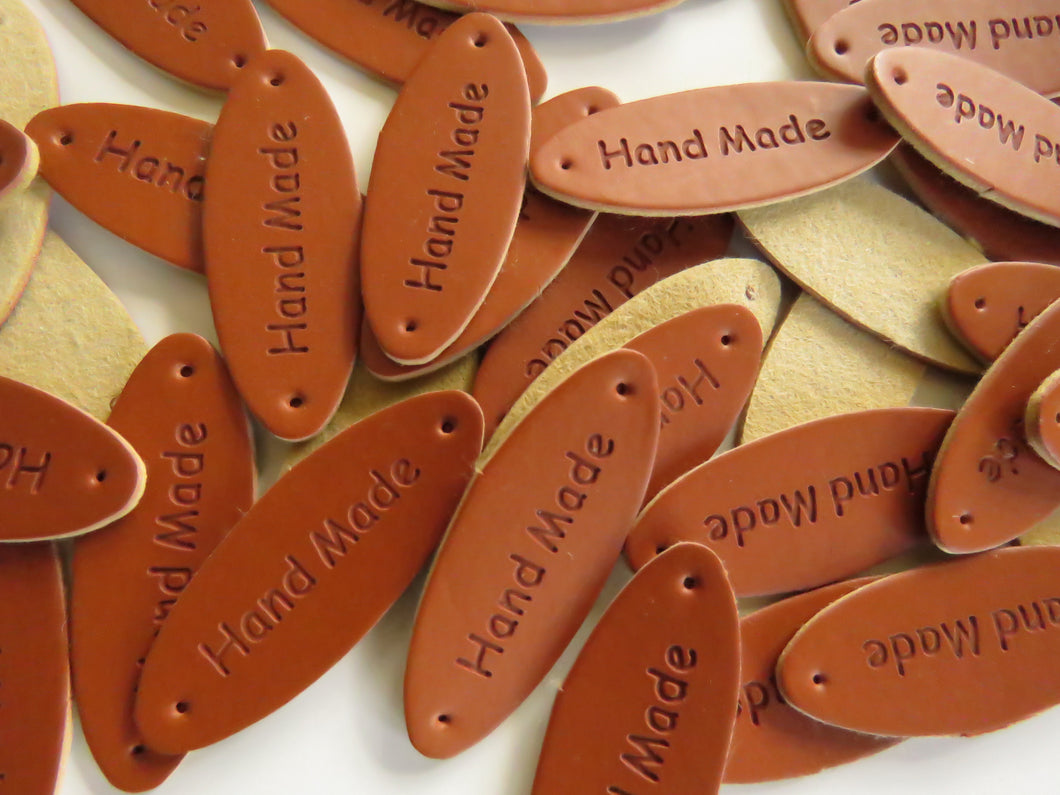 10 Oval Shape Hand Made PU leather labels