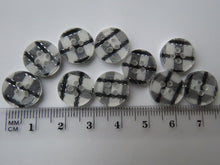 Load image into Gallery viewer, 10 Black Gingham Check 13mm resin buttons