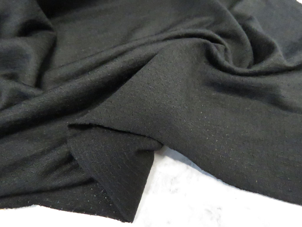 2.35m Sambuck Black 54% merino 46% polyester eyelet fabric 140g- precut