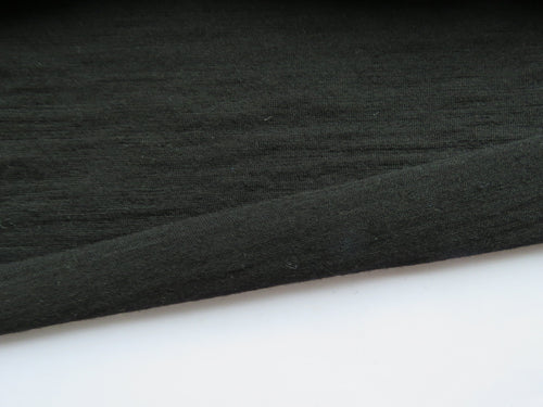 1.3m Garros Black 100% merino wool jersey knit fabric 165g