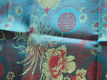 Load image into Gallery viewer, 30cm x 60cm Teal and Gold Chinese brocade fabric remnant