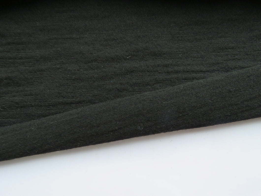 90cm Hawke Black 100% merino wool jersey knit fabric 155g 150cm