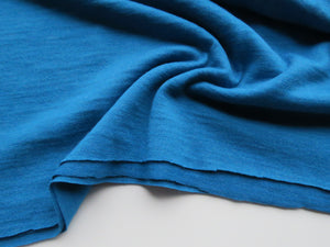 1.5m Bowron Bay Teal Blue 200g 100% merino jersey knit 130cm wide- precut length