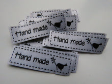 Load image into Gallery viewer, 11 White Hand made and bird with Twig Labels 50x 15mm