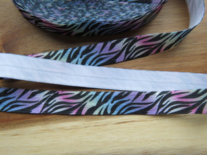 5m Rainbow Zebra Fold Over Elastic 15mm wide FOE Foldover