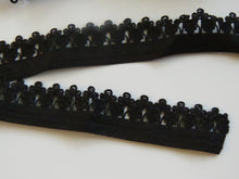 Load image into Gallery viewer, 1m Black Elastic with lacy edge 14mm wide