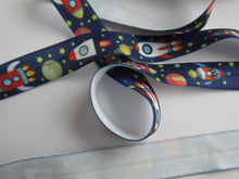 Load image into Gallery viewer, 1.8m Rocket Ship and Stars navy 15mm fold over elastic foldover FOE