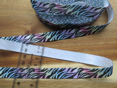 88cm Rainbow Zebra Fold Over Elastic 15mm wide FOE Foldover