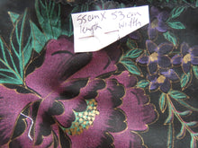Load image into Gallery viewer, Purple Gold black floral print 100% cotton 55cm L x 53cm Wide