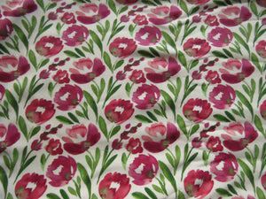 1.15m Tulip print floral on cream organic cotton spandex jersey knit 150cm