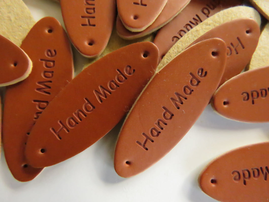 50 Oval Shape Hand Made PU leather labels