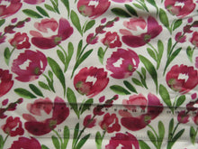 Load image into Gallery viewer, 1.15m Tulip print floral on cream organic cotton spandex jersey knit 150cm