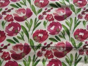 1.15m Tulip print floral on cream organic cotton spandex jersey knit 150cm