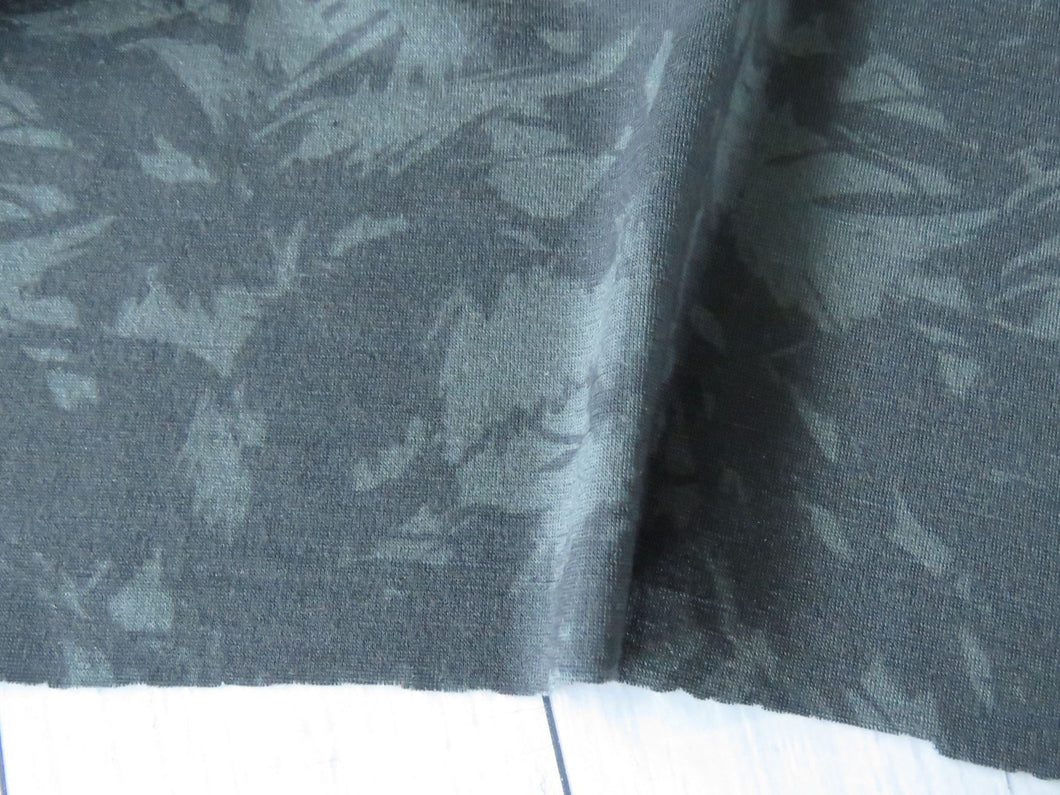 1.9m Baltimore Grey floral print 100% merino jersey knit 180g-precut length