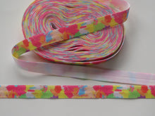 Load image into Gallery viewer, 5m Rainbow Splodge print fold over elastic FOE foldover elastic 15mm wide