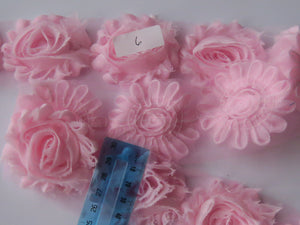 1 x  Shabby chic chiffon flower- Pink shades- Colours #1 to #6- 80c per individual 50mm flower.