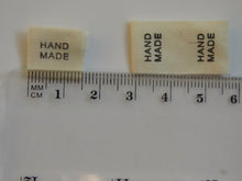 Load image into Gallery viewer, 10 Black Font Hand Made  Smaller Cotton Flag Hand Made Labels- Black 15mm