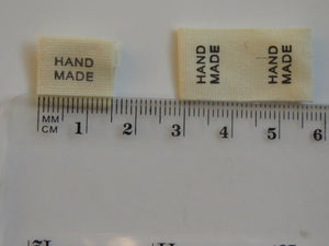 10 Black Font Hand Made  Smaller Cotton Flag Hand Made Labels- Black 15mm