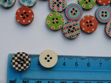 Load image into Gallery viewer, 50 Mixed Print Spots and Checks 15mm buttons 2 holes