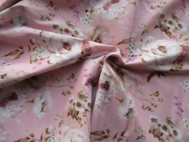 1.8m Floral Print on Pink Cotton Sateen
