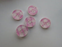 Load image into Gallery viewer, 10 Pink Gingham Check 13mm resin buttons
