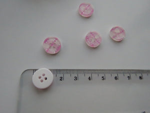 10 Pink Gingham Check 13mm resin buttons