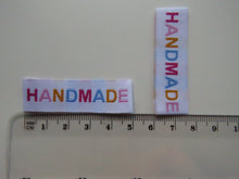 Load image into Gallery viewer, 10 Mixed Font colour HANDMADE white woven labels 50mm x 15mm