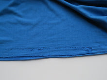 Load image into Gallery viewer, Sale 30% off-1.55m Whirlwind Blue 85% merino 15% corespun nylon 120g jersey knit -lightweight- reduced as small holes along selvage edge but fabric is fine