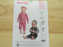 Load image into Gallery viewer, Burda 9328 Baby Toddler Sleepsuit Jumpsuit- use our merino fabric