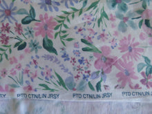 Load image into Gallery viewer, 95cm Purple and pink floral printed linen cotton jersey knit 150cm