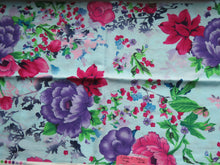 Load image into Gallery viewer, 48cm Purple and Pink floral on pale blue 100% italian satin jacquard cotton Made in Japan 112cm wide