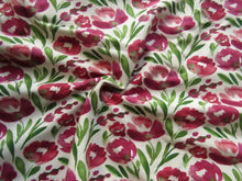 Load image into Gallery viewer, 1.15m Tulip print floral on cream organic cotton spandex jersey knit 150cm