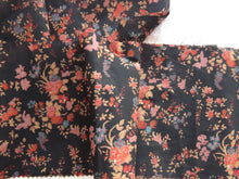 Load image into Gallery viewer, Orange and pink floral print on black 100% cotton 13cm W x 140cm L
